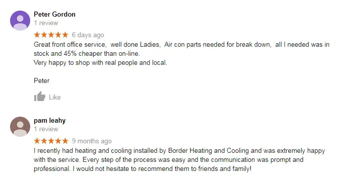 Border Heating & Cooling Review Customer Testimonial