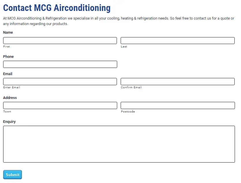 MCG Airconditioning and Refrigeration Review Online Form